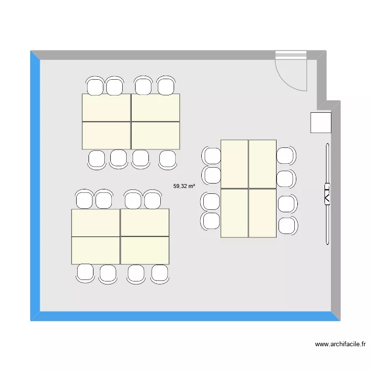 RC105. Plan de 1 pièce et 59 m²