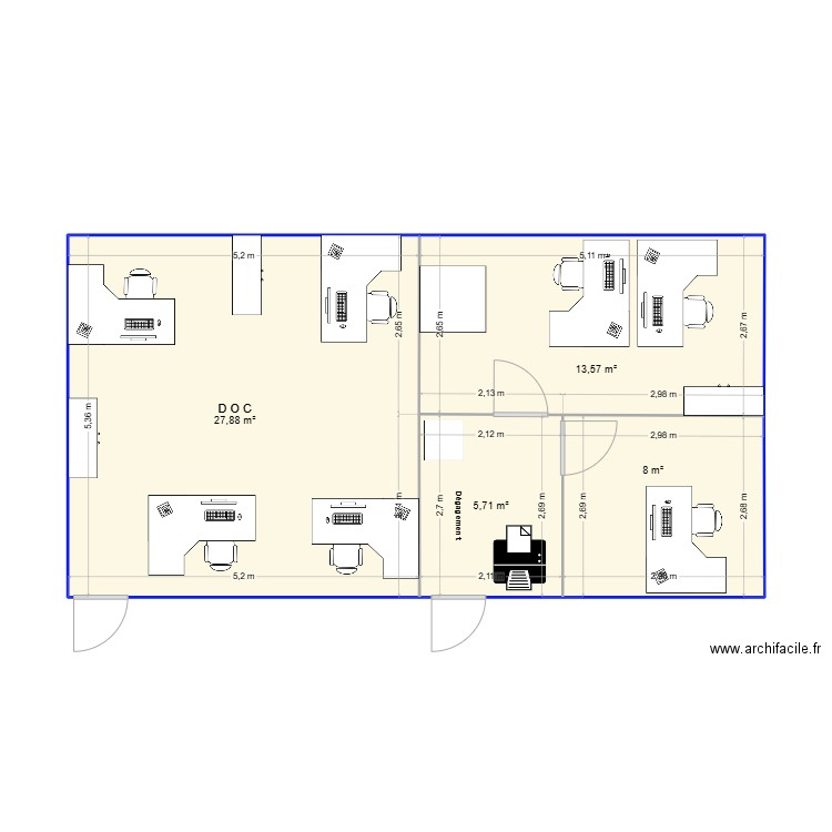 Service Doc et Surêté 3. Plan de 4 pièces et 55 m2