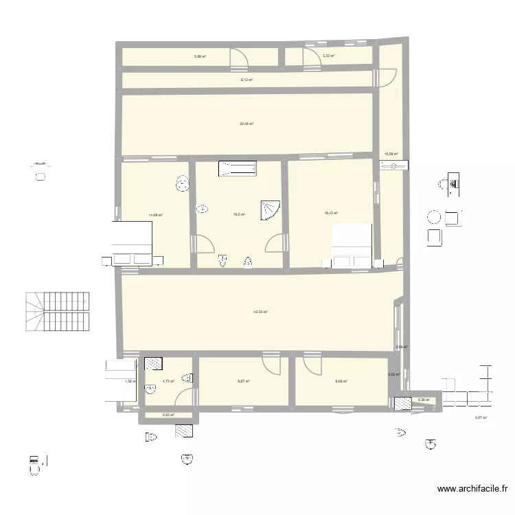 MON PLAN DE MAISON 1er ETAGE. Plan de 18  et 178 m²