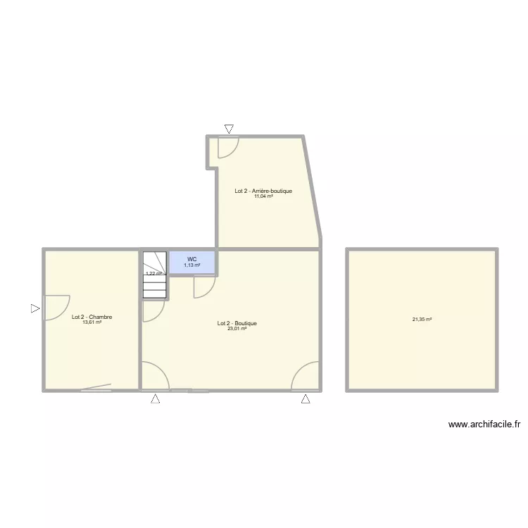 Plan lot 2. Plan de 6 et 71 m² Plan lot 2. Plan de 6 et 71 m²