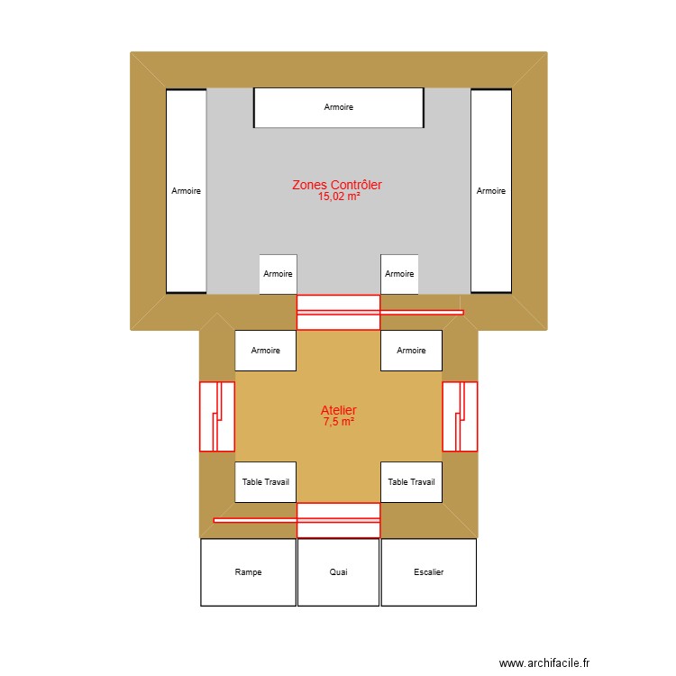 Micro Brasserie. Plan de 2 pièces et 23 m2
