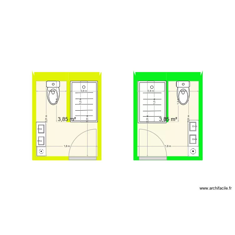 CARNET DE DETAIL SDB LPB. Plan de 2  et 8 m²