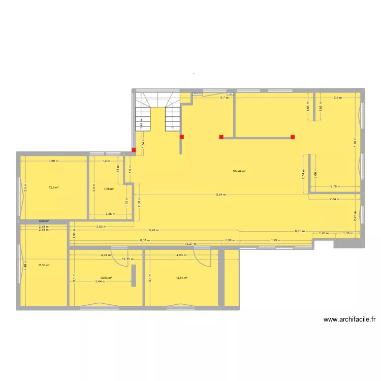 Leroux Barth base avec murs et fen&ecirc;tres I. Plan de 8  et 167 m²