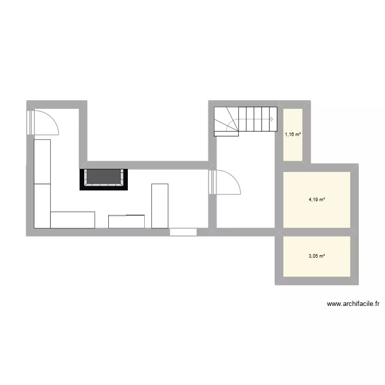 dominos. Plan de 3  et 8 m²