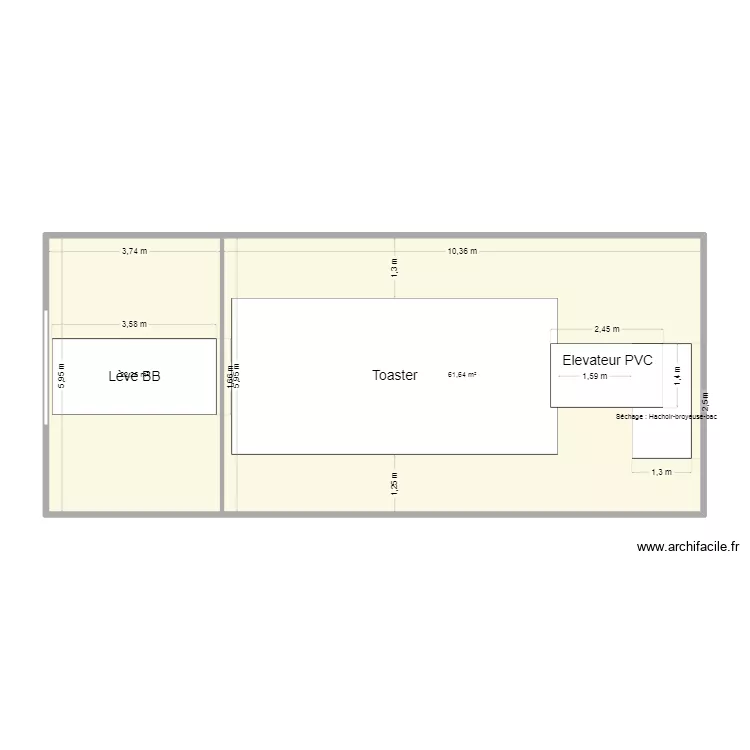 projet toaster 2. Plan de 2  et 84 m²
