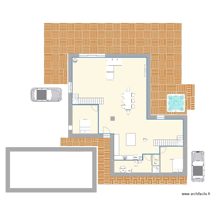 ESSAY 2. Plan de 9 pièces et 311 m2