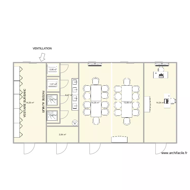 EIFFAGE CHANTIER HCL-IRM 7T BRON. Plan de 10  et 70 m²
