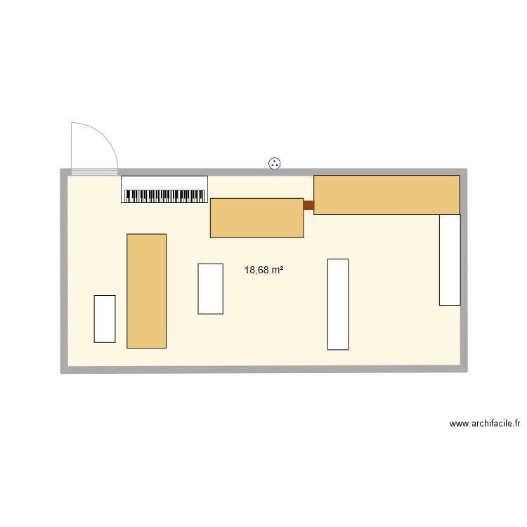 chambre. Plan de 1 pièce et 19 m2