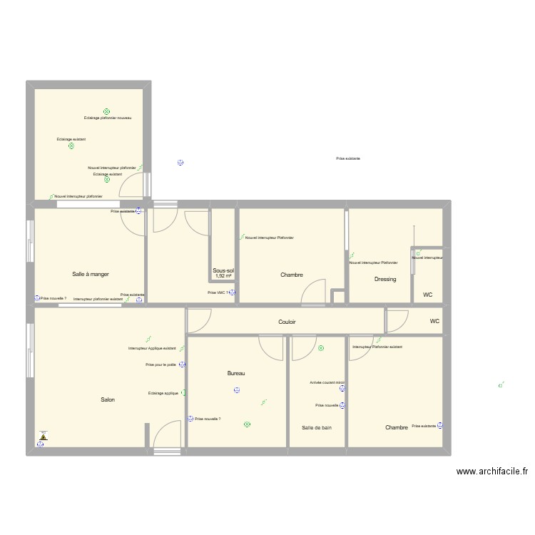 Maison La Romagne. Plan de 11 pièces et 96 m2
