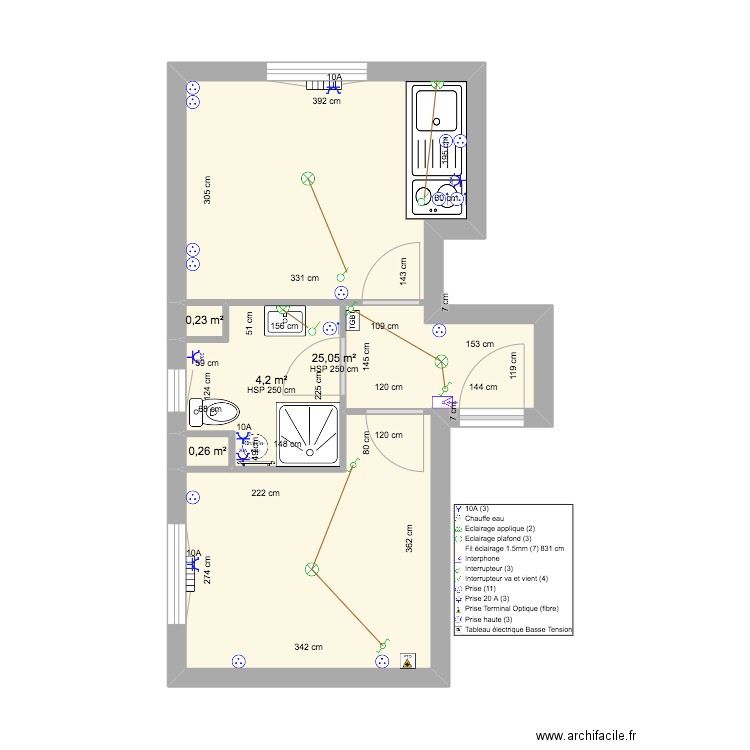 Plan HEMERY. Plan de 4 pièces et 30 m2