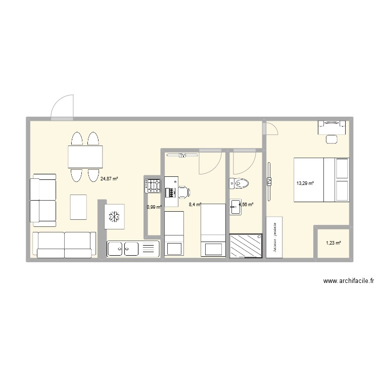 plan 2officielle. Plan de 6 pièces et 53 m2