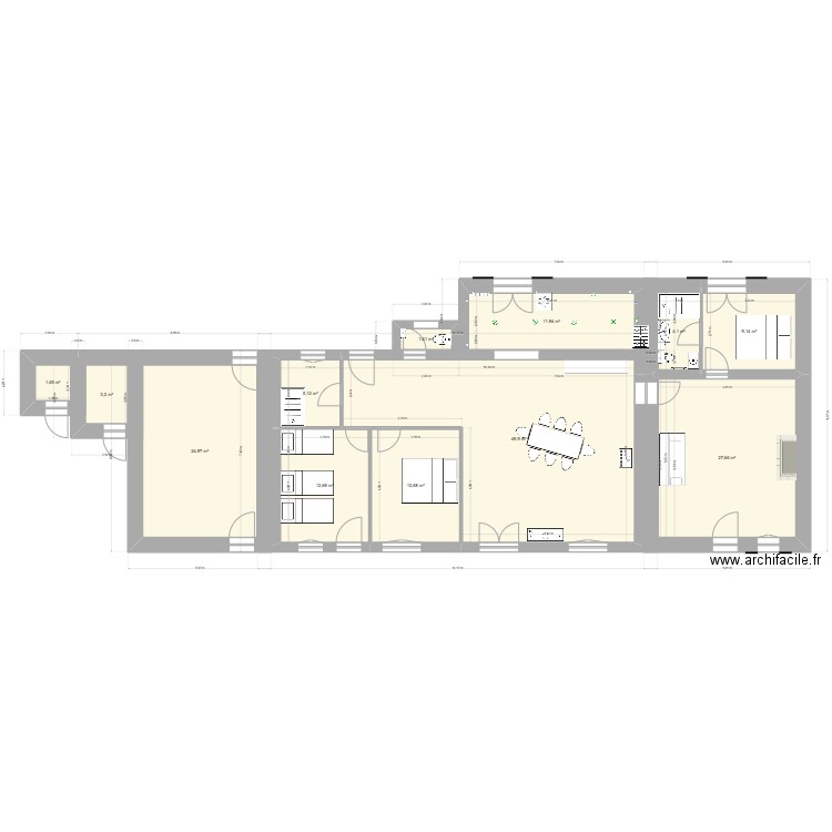 saint benoist. Plan de 12 pièces et 164 m2