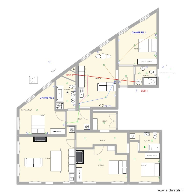 36 amélie patrick. Plan de 13 pièces et 148 m2