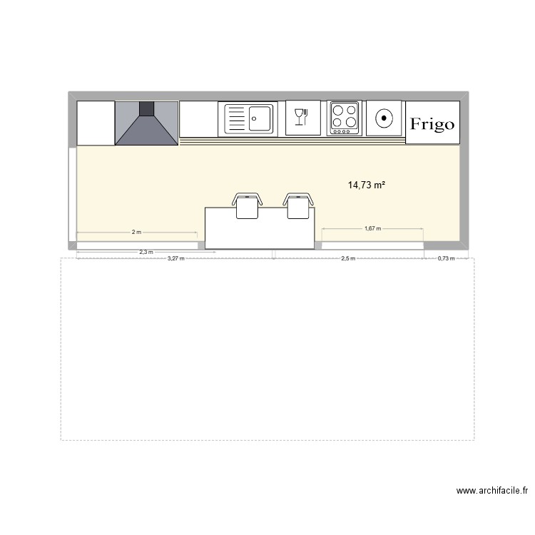 Churrasqueira. Plan de 1 pièce et 15 m2