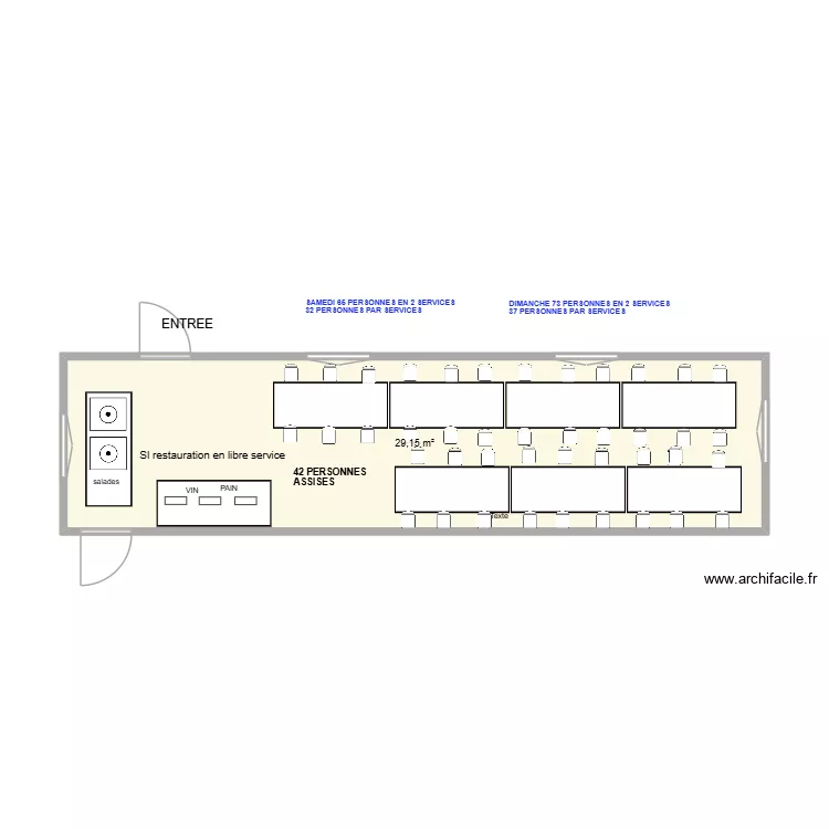restauration salon modelisme 2026. Plan de 1  et 29 m²