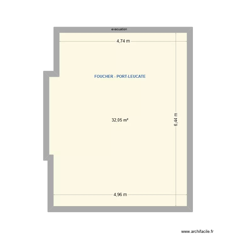 FOUCHER TERRASSE. Plan de 1 Pièce et 32 m²