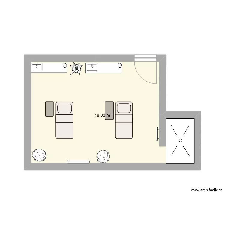 cabine duo. Plan de 1 Pièce et 19 m² cabine duo. Plan de 1 Pièce et 19 m²