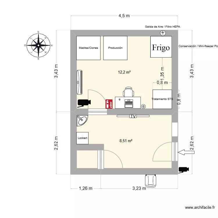 Raccoon. Plan de 2  et 21 m²