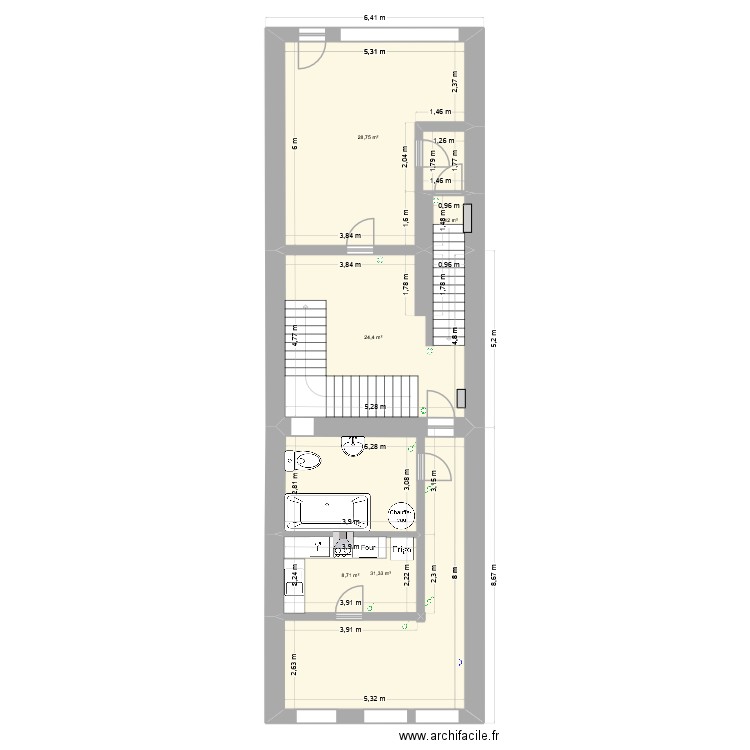 epouses 3. Plan de 5 pièces et 95 m2