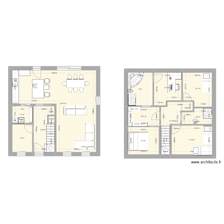 Maison Blegny. Plan de 13 pièces et 128 m2