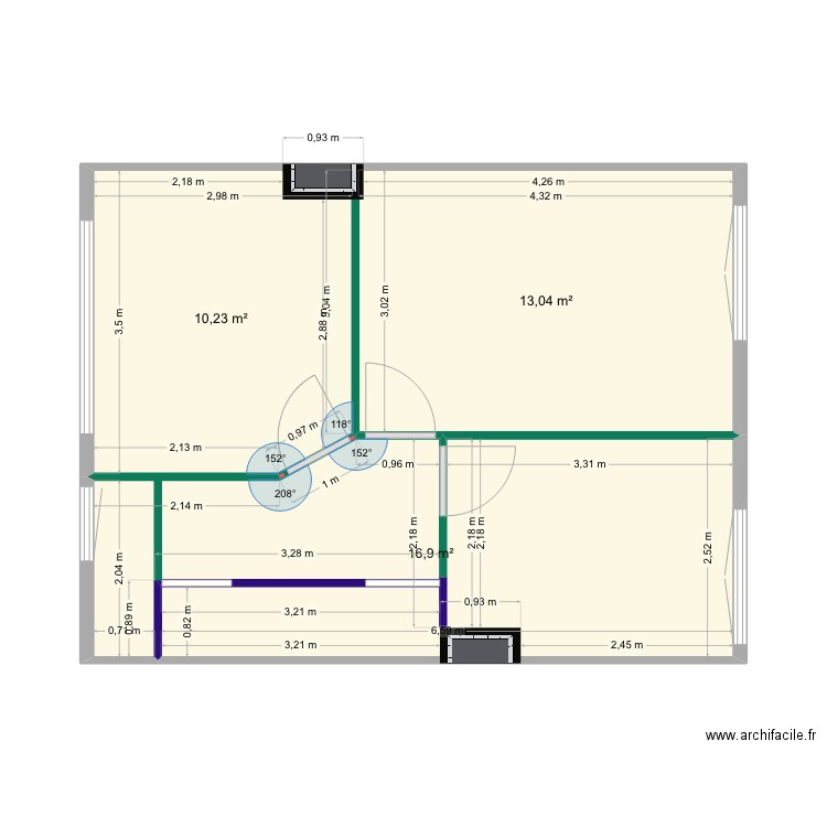 plan 2. Plan de 3 pièces et 40 m2