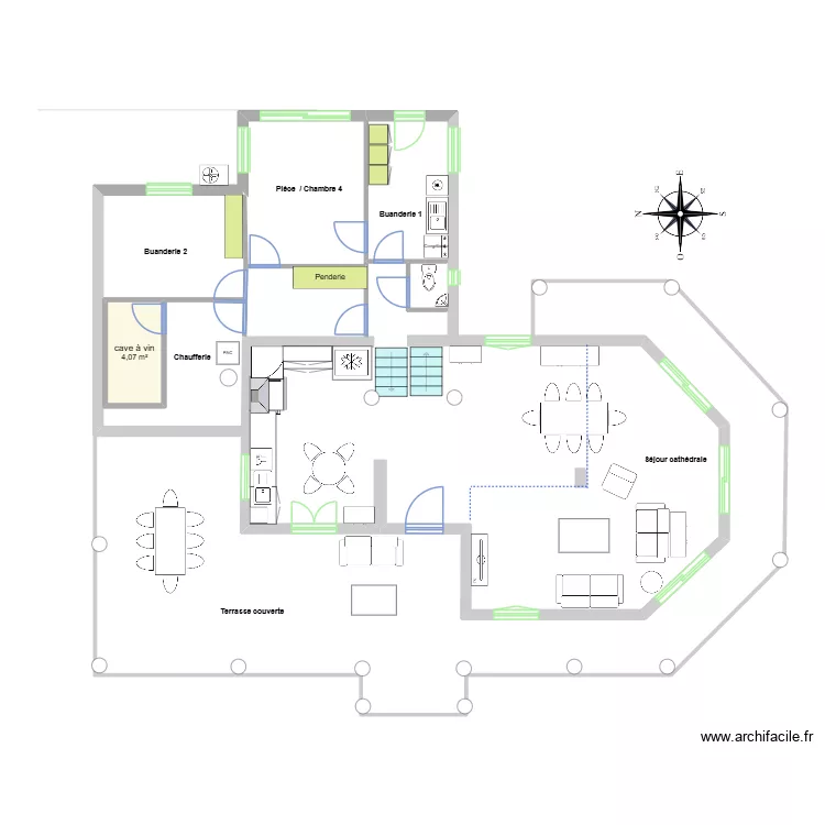 RDC et 1/2 niveau inférieur. Plan de 1 et 4 m² RDC et 1/2 niveau inférieur. Plan de 1 et 4 m²