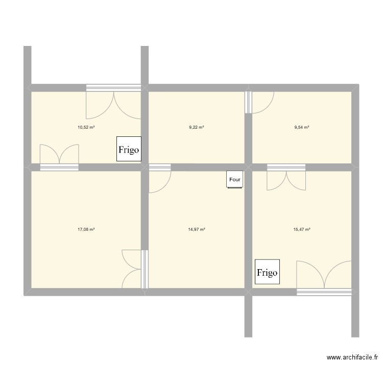 labo. Plan de 6 pièces et 77 m2