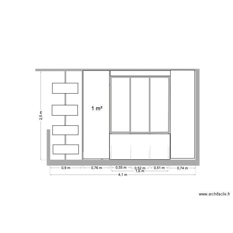 VERRIERE-1. Plan de 1 pièce et 1 m2