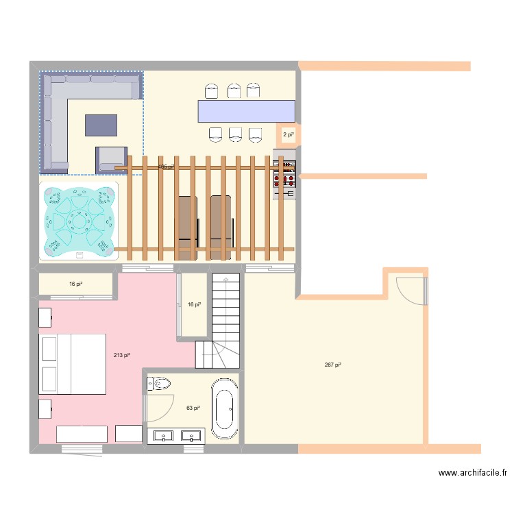 generation haut. Plan de 7 pièces et 97 m2
