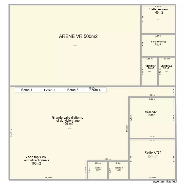zone VR. Plan de 10  et 1341 m²