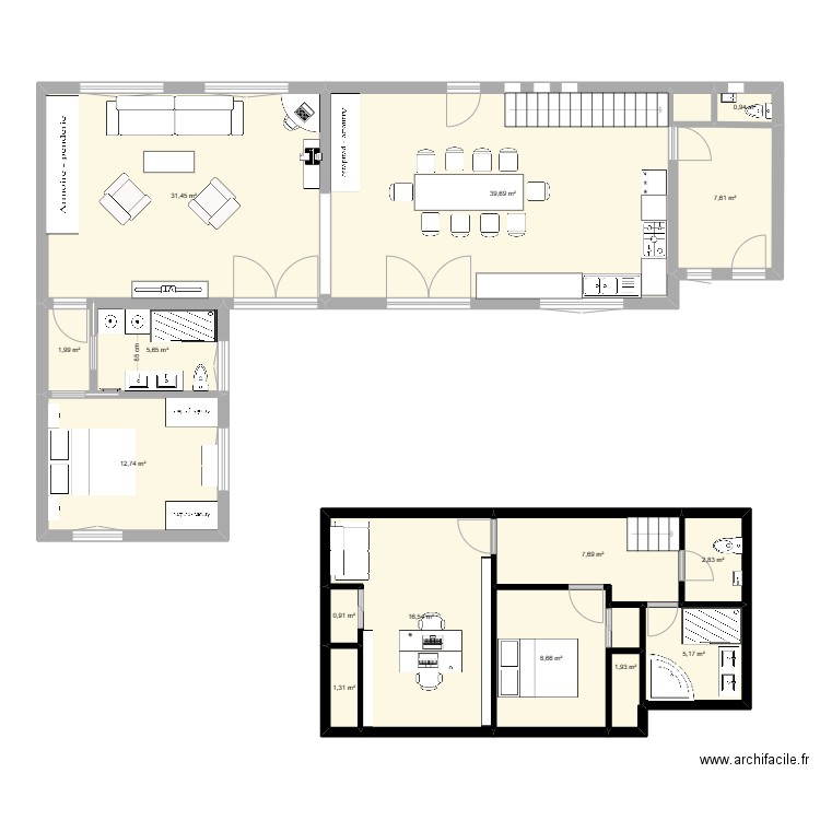 maison++ter. Plan de 15 pièces et 145 m2