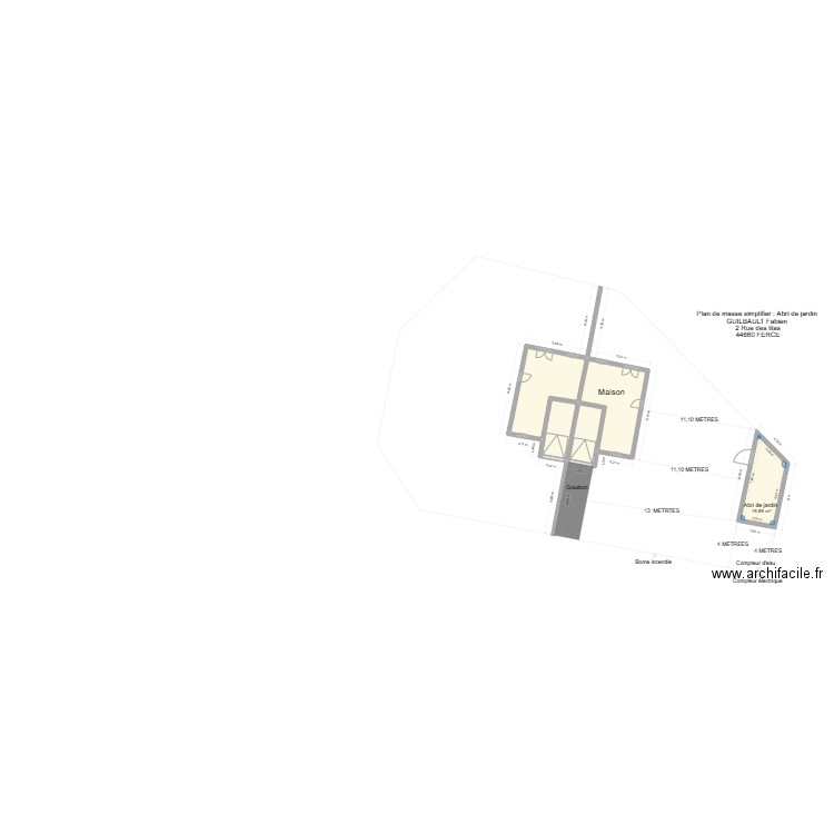 abrie de jardin. Plan de 5 pièces et 105 m2