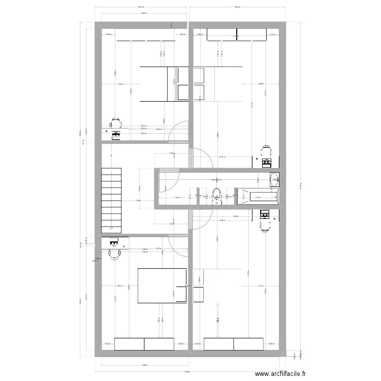 2er etg / #1. Plan de 3 pièces et 46 m2