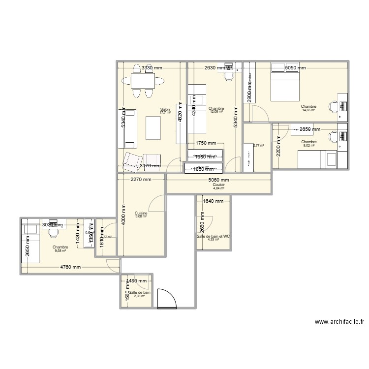 MESTALLA63. Plan de 14 pièces et 89 m2