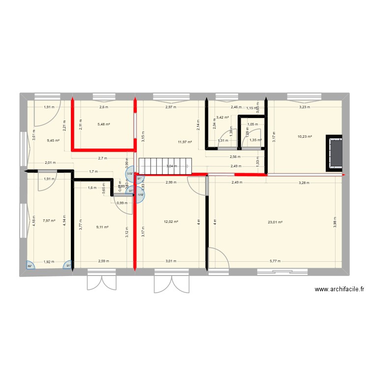Plan de saint momo classique. Plan de 10 pièces et 94 m2