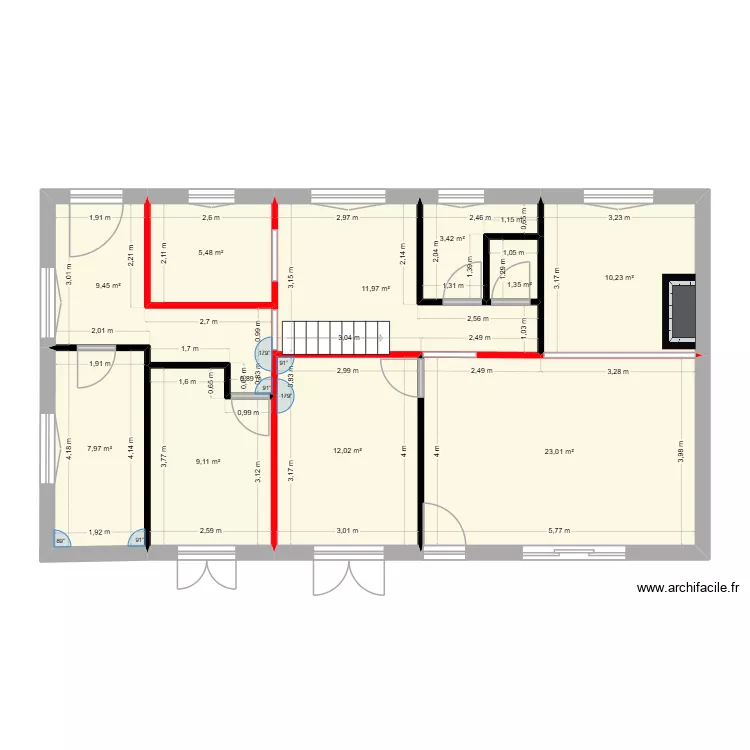 Plan de saint momo classique. Plan de 10 pièces et 94 m²