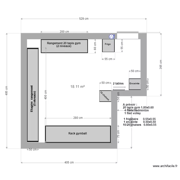 Salle Multi - Rengement 3. Plan de 1 et 18 m² Salle Multi - Rengement 3. Plan de 1 et 18 m²
