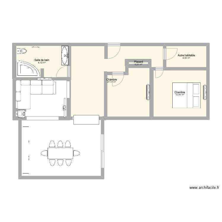 Plan de masse n°2. Plan de 5 pièces et 52 m2