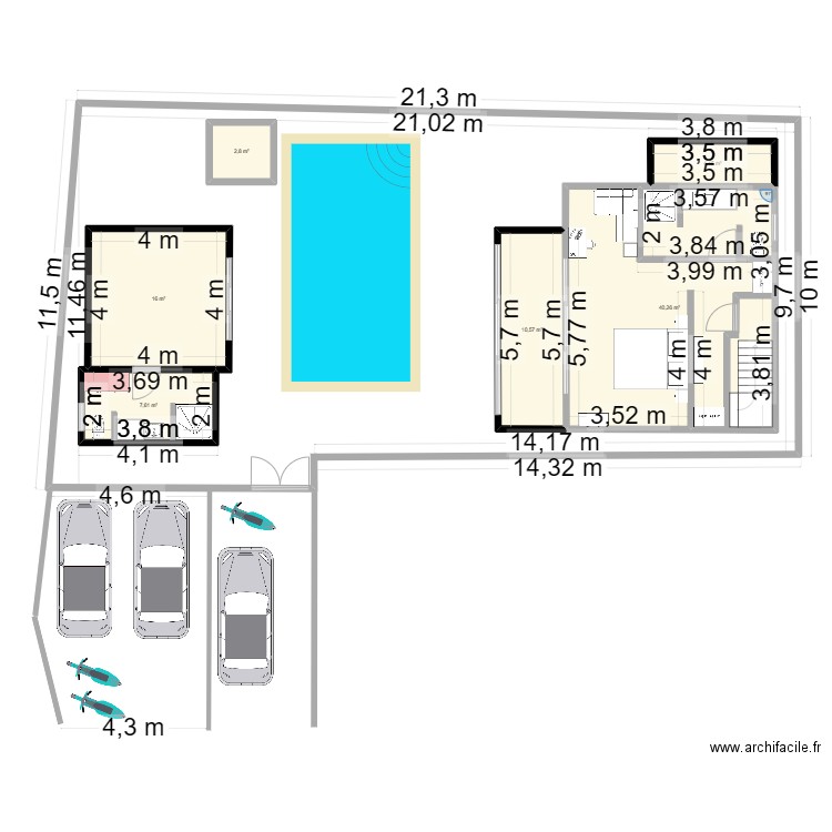 Villa 2-Lantai2B. Plan de 6 pièces et 81 m2