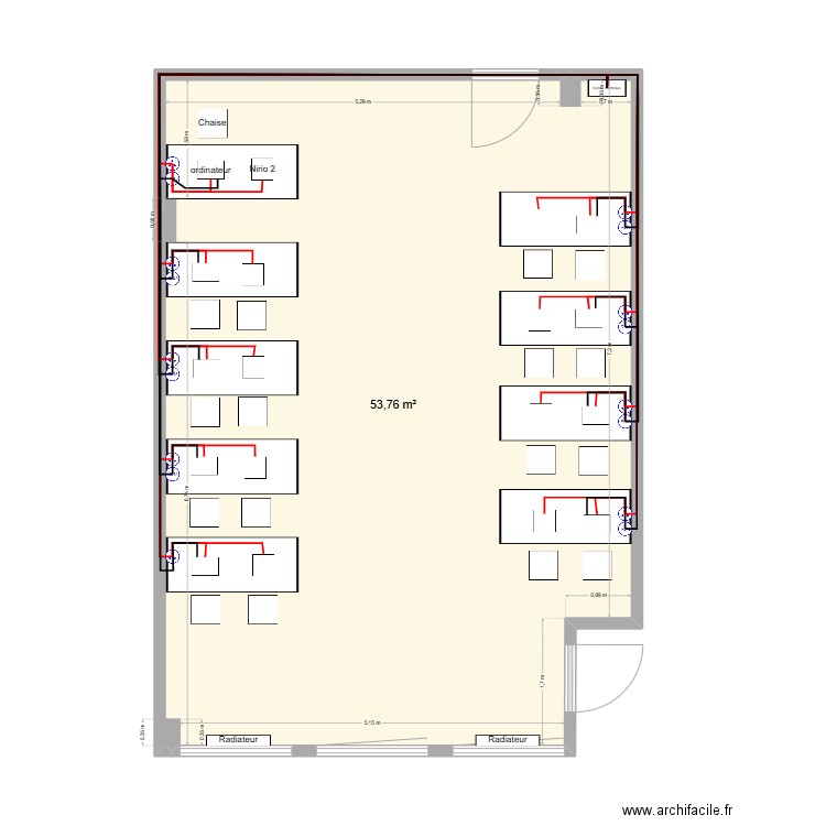 Salle 129.. Plan de 1 pièce et 54 m2