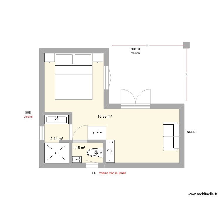 DEPENDANCE 78 RGP 94430. Plan de 3 pièces et 19 m2