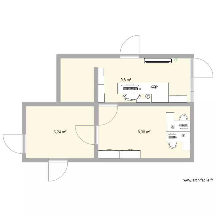 Maison des services. Plan de 3  et 24 m²