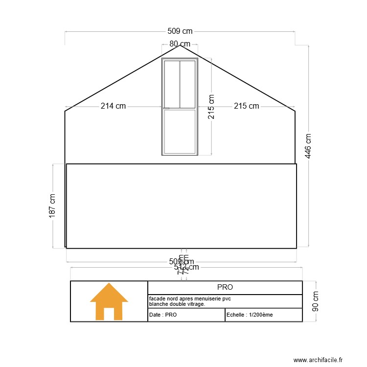 fazcade nord avant et apres menuiserie pvc blanche semi enterre 190 77. Plan de 0 pièce et 0 m2