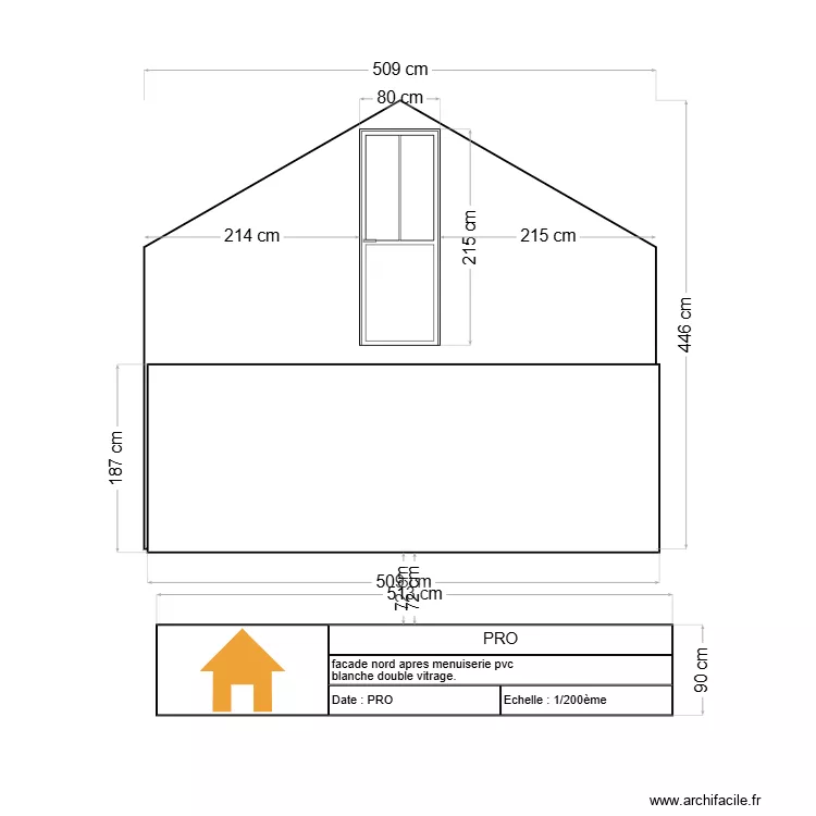 fazcade nord avant et apres menuiserie pvc blanche semi enterre 190 77. Plan de 