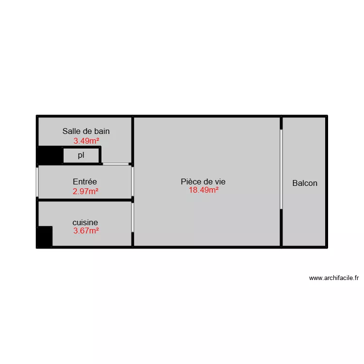 Ferre amiante. Plan de 8  et 26 m²