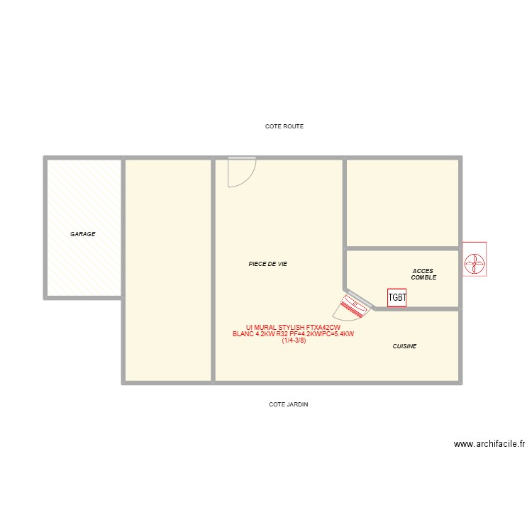 GRATIOT (ISMAEL). Plan de 5 pièces et 41 m2