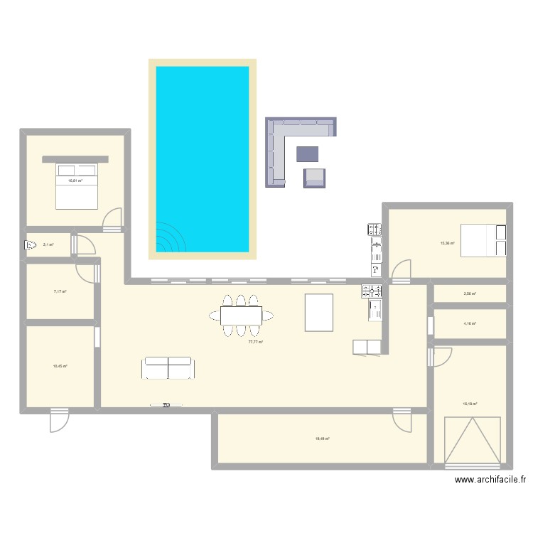 Plan Auré. Plan de 10 pièces et 172 m2