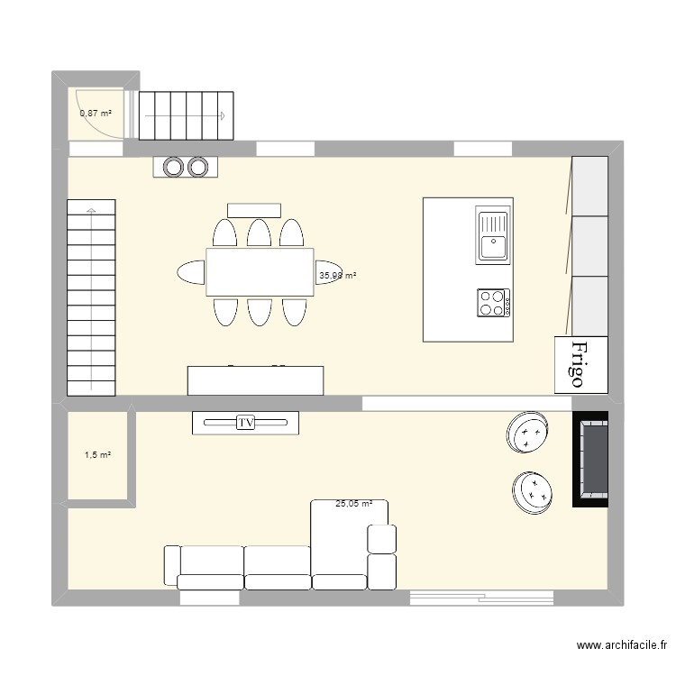 pièce a  vivre. Plan de 0 pièce et 0 m2