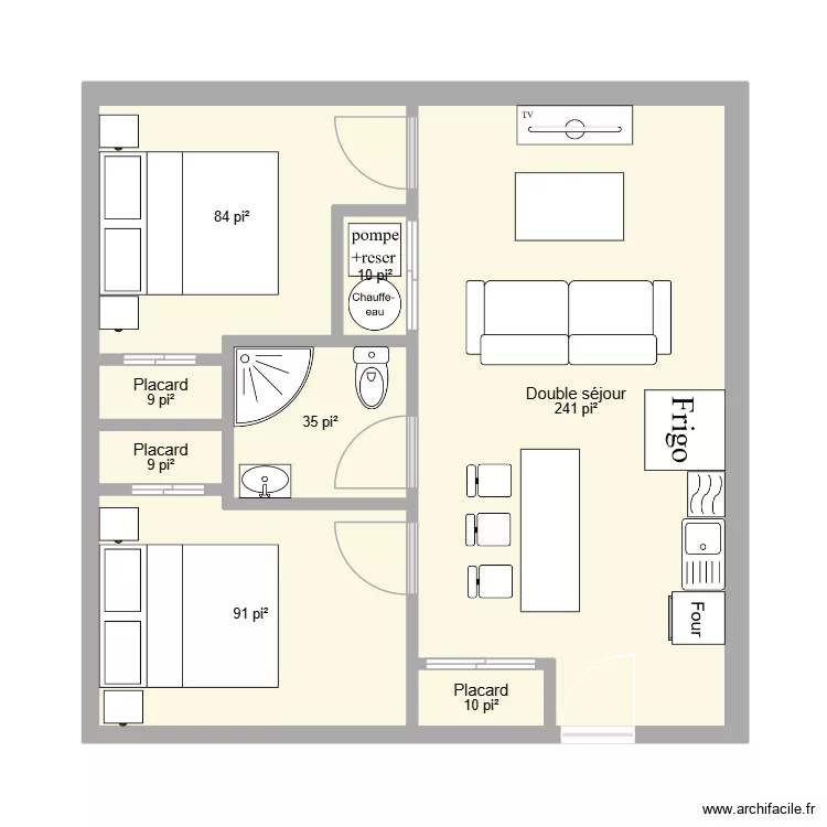 chalet 2. Plan de 8  et 45 m²