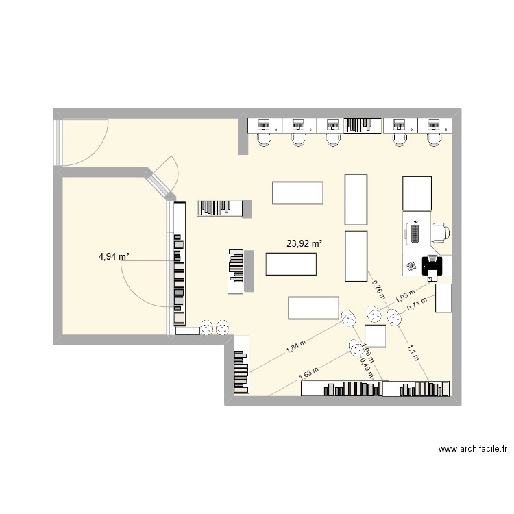 CDI. Plan de 2 pièces et 29 m2